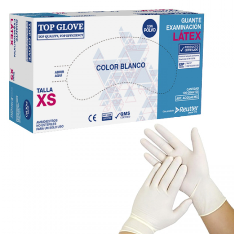 GUANTE EX.LATEX CON POLVO BLANCO TOP GLOVE